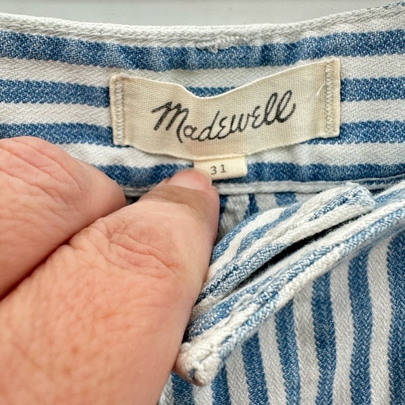 MADEWELL Blue pin stripe woman bohemian casual summer casual nautical short 31 - Picture 6 of 11